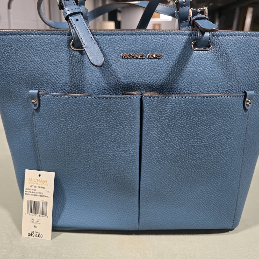 Michael Kors Blue Leather Tote Bag